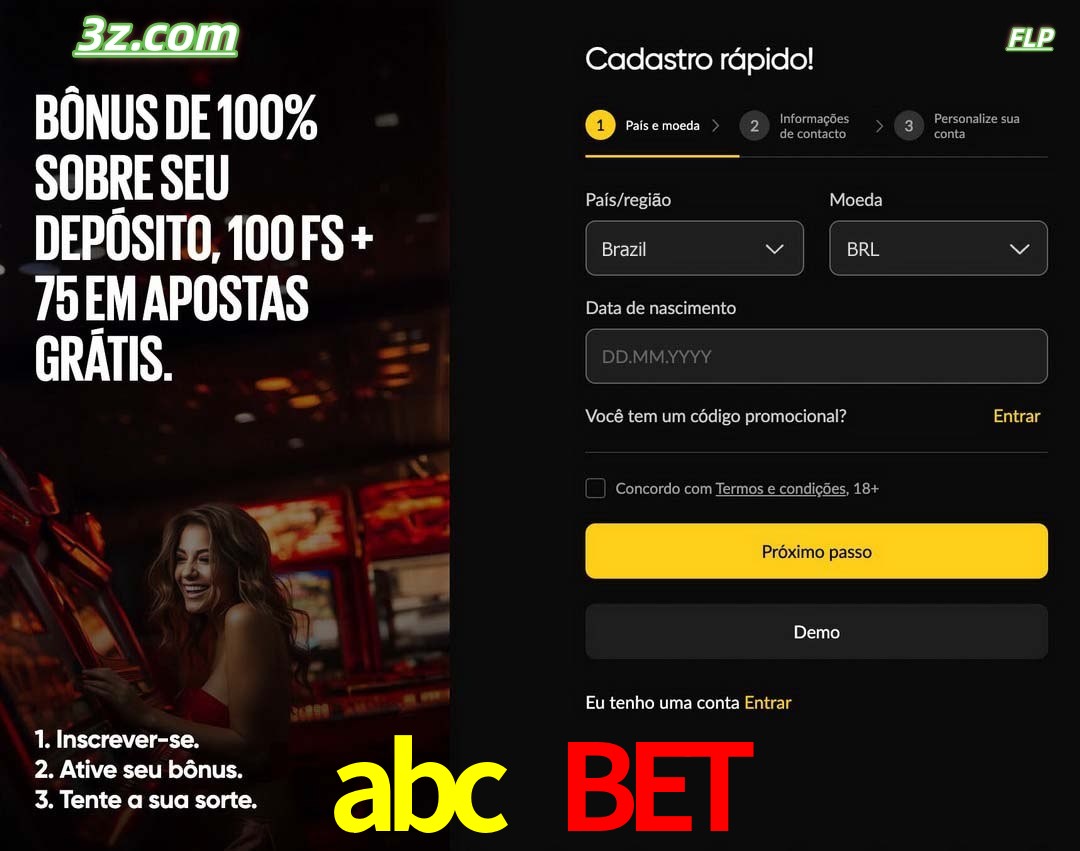 abc bet registro oficial cassino online Brasil com bônus de depósito e free spins